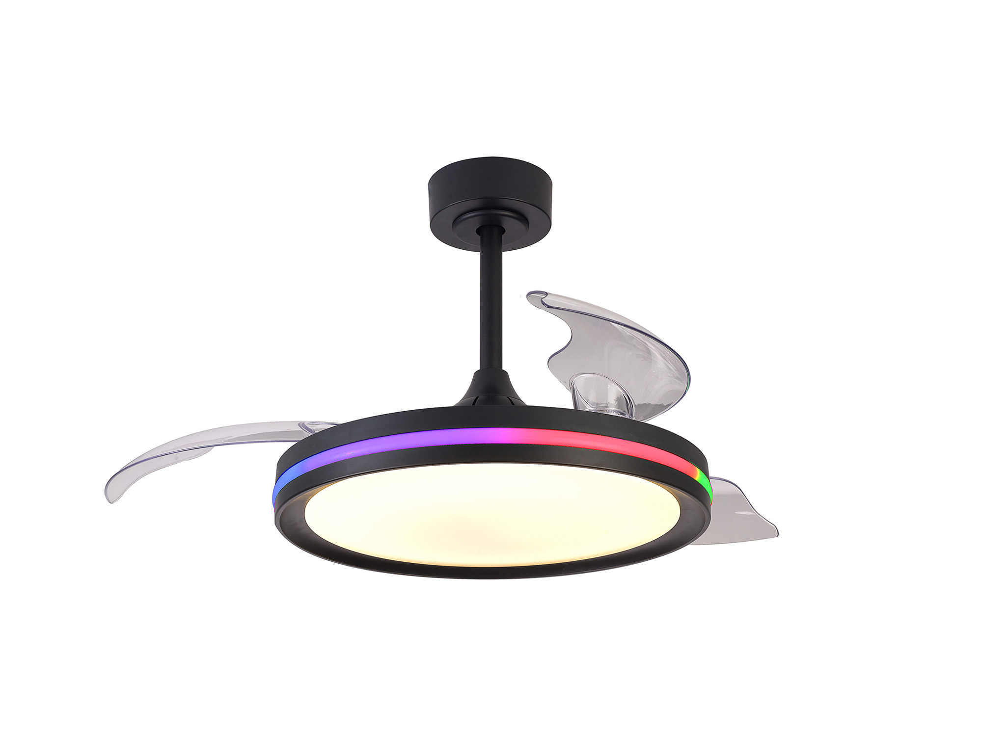 M8728  Rafaga 50W LED Dimmable White/RGB Ceiling Light With Built-In 30W DC Reversible Fan; Remote Control 3000-6500K; Black